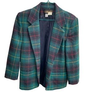 Casablanca Women's Size 10 Tartan Plaid Pure Wool Blazer 2 Button W/ Pockets